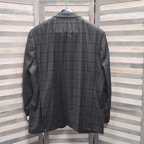 Big and Tall Plaid Stretch Fabric Regular Fit Suit Jacket | Shaquille O'Neal XLG - Picture 5 of 14